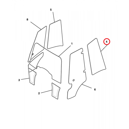 Стекло боковое, левое 3CX-4CX (аналог) JCB 827/80269