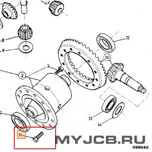 Болт шестерни главной пары заднего мост JCB 826/01080 (аналог)